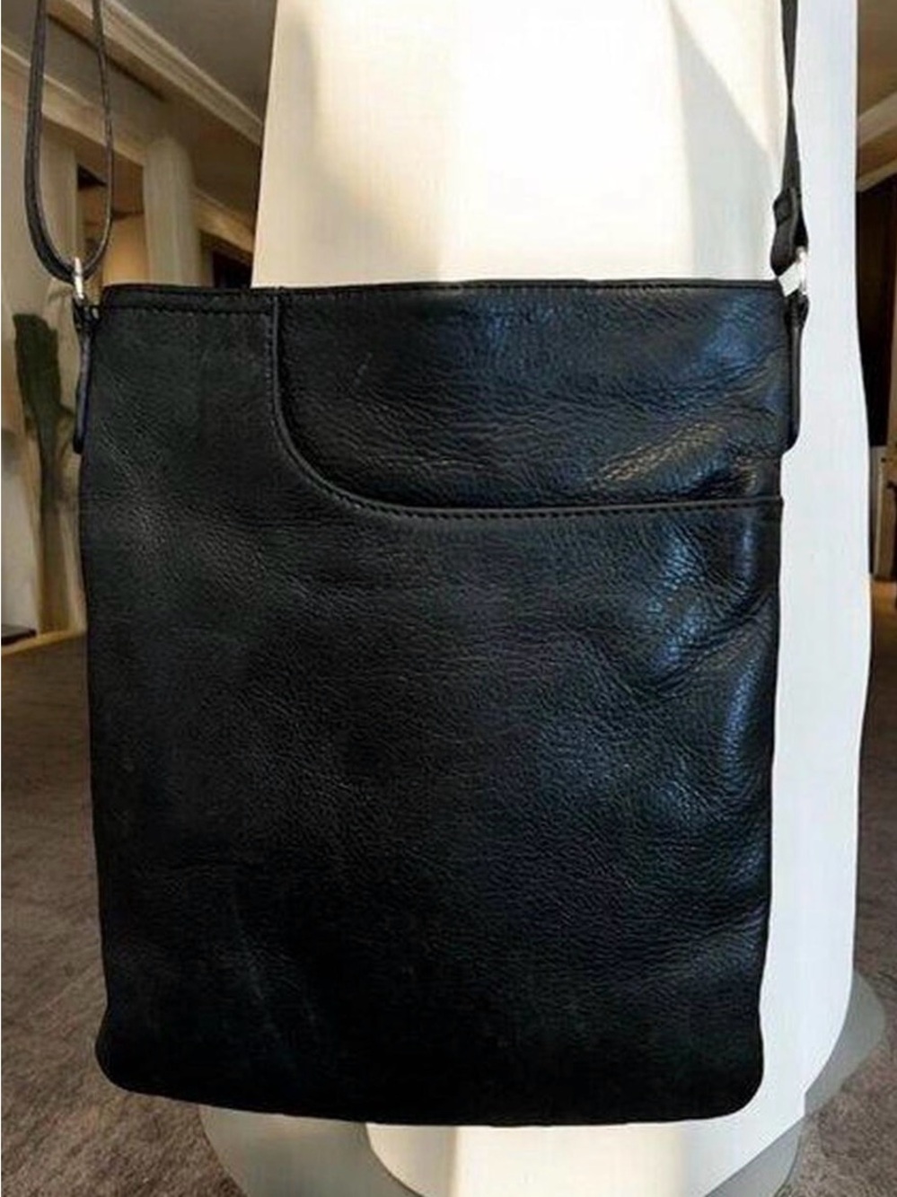 Margot Black Leather Crossbody Bag